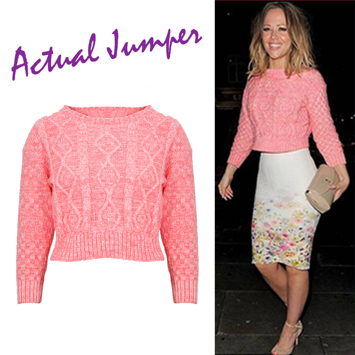 Pink Cropped Knitted Jumper Preview